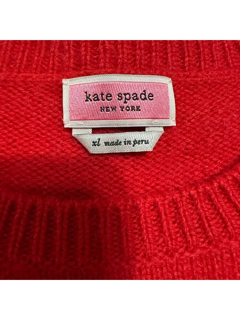 KATE SPADE NEW YORK RED SEQUIN LUCKY DICE SWEATER CASINO VEGAS GLAM LUXURY XL - Picture 8 of 9